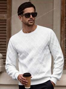 Manfinity VCAY 2pc Men's Casual Crew Neck Sweatshirts Soft Comfortable Stylish, For Fall Winter - White - View 3