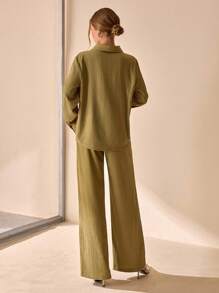 CLARA VERO Bộ đồ hai mảnh cho nữ Áo sơ mi và quần - Màu Khaki - Xem 2