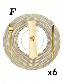 SHEIN 1件/4件/6件/8件圆形镂空烫金PVC隔热防滑垫，酒店餐厅装饰隔热餐垫 - 彩色 - 查看 22