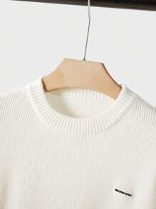 STEELVANCE Áo len dệt kim trơn màu thường ngày cho nam, Áo len thu đông cho nam Áo len chui đầu Áo len dệt kim nam Áo len dài tay Áo len thoải mái hàng ngày dày thêu họa tiết thoáng khí Màu trắng QUÁ CỠ Ra ngoài - trắng - Xem 4