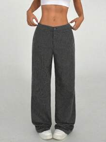 TRNVIE Quần ống rộng đa năng thường ngày giảm béo chất lượng cao dành cho nữ - Màu xám đen - Xem 4