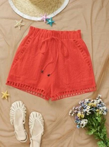 Women Shorts, Solid Color, Fashionable For Summer - Orange - View 3