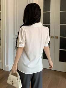 Modelyn Chemise blanche à col brodé, nouvelle arrivée, à la mode - Blanc - Voir 3