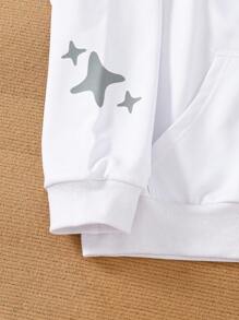 SHEIN Gray Casual Zip-Up Stand Collar Long Sleeve Sweatshirt For Teenage Boys Chic Outfits For Autumn/Winter - White - View 5