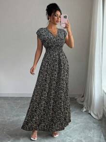 Elenzga 优雅碎花束腰连衣裙，夏季 - 彩色 - 查看 4