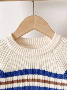 Loomiva Kleine Jungen Farbblock Rundhals Langarm Pullover, vielseitig & bequem - Aprikosenfarben - Übersicht 7