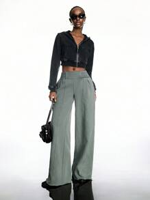 LYSMO 2025 极简主义女士时尚系列，大胆前卫的纯色宽松休闲拼接运动裤/女士冬季/圣诞节/女士圣诞节/新年/女士新年/新年/女士新年/女士感恩节/沙滩裤/毕业季/返校季/女士时尚裤装/女士时尚裤装 - 綠色 - 查看 4