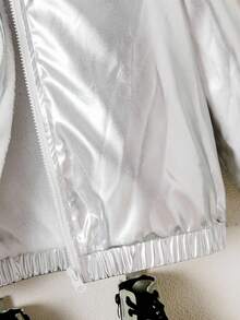 Sparklyn Tween Girl 金属休闲连帽羊毛夹克 - 銀色 - 查看 5