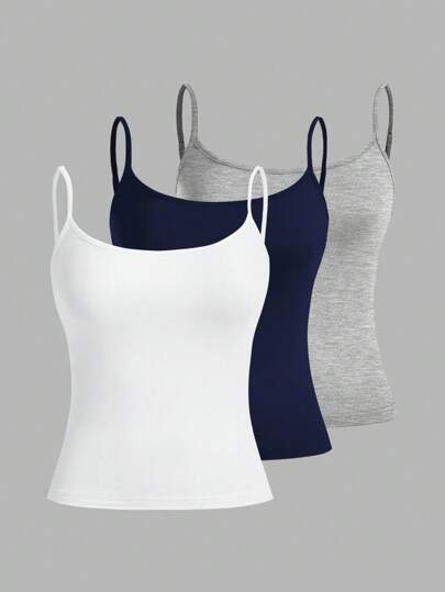 Comfortcana 3 st/set damer casual sexiga åtsittande linnetoppar, lämpliga för sommaren