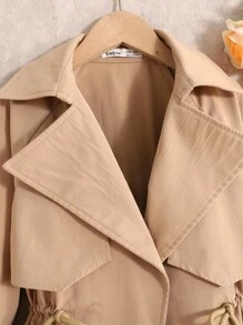 SHEIN Abrigo corto tipo trinchera holgado, informal, minimalista y cómodo para niña preadolescente