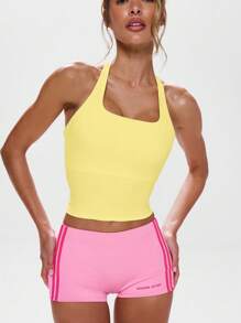 Musera Sport 露背绑带上衣，适合活跃健身，适合 Gympadel、网球、Pickleball 健身 - 黃色 - 查看 4