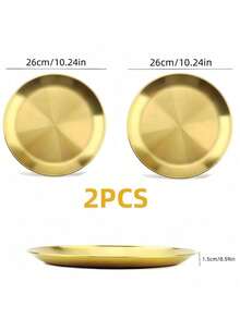 1/2pcs Stainless Steel Gold Dessert Coffee Tray, Western Food Plate, Pizza Plate, Dining Plate - Suitable For Food, Coffee, Breakfast, Tea. Gold Food Tray & Decorative Tray For Birthday, Pride Month Party, Thanksgiving, Halloween, Easter, Christmas Party Supplies (Gold) - Gold - View 15