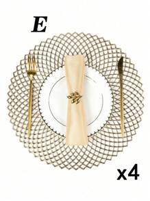 SHEIN 1件/4件/6件/8件圆形镂空烫金PVC隔热防滑垫，酒店餐厅装饰隔热餐垫 - 彩色 - 查看 30