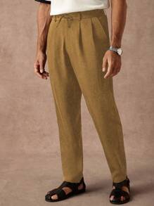 Manfinity Homme Men's Casual Drawstring Waist Black Pants - Coffee Brown - View 6