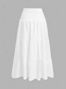 SHEIN MOD 休闲度假风格子泡泡褶裙，适合夏季度假 - 彩色 - 查看 2