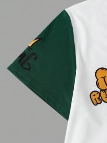 Claim Dot Plus Size Men Letter Print Short Sleeve T-Shirt And Drawstring Waist Shorts Set - Multicolor - View 3