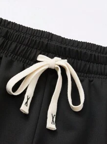 Manfinity Homme Herren Rundhals Oversized Kurzarm Numerisches Muster Lässig Sommer T-Shirt Set, Drop-Shoulder