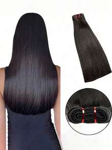 1pc Super Double Drawn Bone Straight Hair Extensions Human Hair Weave - SNatural - View 2