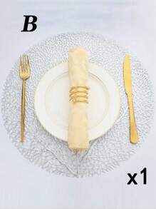 SHEIN 1件/4件/6件/8件圆形镂空烫金PVC隔热防滑垫，酒店餐厅装饰隔热餐垫 - 彩色 - 查看 35