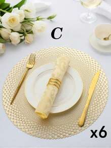 SHEIN 1件/4件/6件/8件圆形镂空烫金PVC隔热防滑垫，酒店餐厅装饰隔热餐垫 - 彩色 - 查看 42