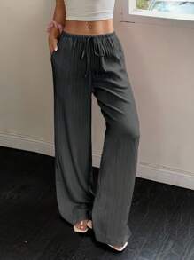 SHEIN Tall Women's Pants, Textured Fabric, Waist Tie Fall Cloth For Women
