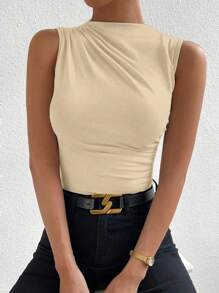 Almamuse Áo khoác và áo lót dành cho xe tăng nữ Xù màu trơn Giải trí - Màu be - Xem 6