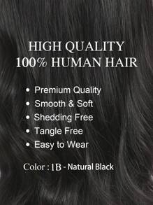 Tóc giả 9AM Hair 14" dành cho nữ, tóc giả làm từ tóc thật, kích thước 8x8 inch, đế lớn, thích hợp để đội hàng ngày và tạo kiểu. Trang phục mùa đông, Giáng sinh, Halloween, trang phục mùa thu dành cho nữ. - Natural Black - Xem 2