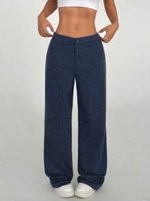 TRNVIE Women's High-End Slimming Casual Versatile Wide Leg Pants Fall Cloth For Women - Blue - View 4