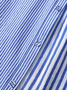 Omancia 女士条纹印花简约日常短袖衬衫、短袖上衣