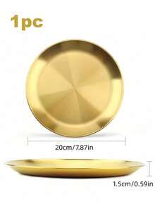 1/2pcs Stainless Steel Gold Dessert Coffee Tray, Western Food Plate, Pizza Plate, Dining Plate - Suitable For Food, Coffee, Breakfast, Tea. Gold Food Tray & Decorative Tray For Birthday, Pride Month Party, Thanksgiving, Halloween, Easter, Christmas Party Supplies (Gold) - Gold - View 18