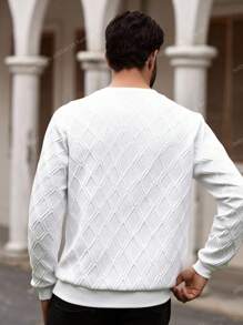Manfinity VCAY 2pc Men's Casual Crew Neck Sweatshirts Soft Comfortable Stylish, For Fall Winter - White - View 4