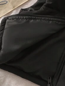 SHEIN Vintaside Kids 女婴休闲百搭连帽夹克背心，拉链开合，冬季，日常穿着