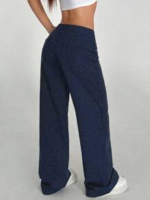 TRNVIE Women's High-End Slimming Casual Versatile Wide Leg Pants Fall Cloth For Women - Blue - View 2