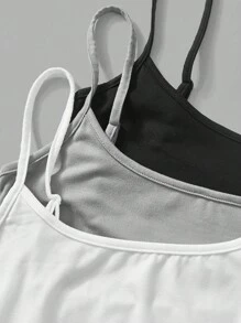 SHEIN EZwear Women's Sleeveless Cropped Tight Fitting Camisole, Suitable For Summer - Multicolor - View 4