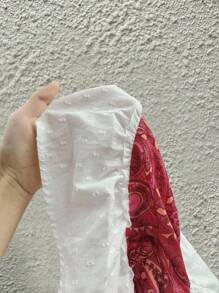 Flirla 女士夏季休闲节日佩斯利拼接网眼细肩带吊带背心 - 紅色 - 查看 8