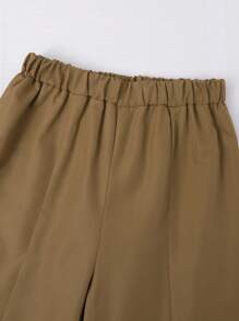 SHEIN Sparklyn Bộ 2 món/Bộ trang phục chắp vá màu sắc đơn giản cho bé gái tuổi teen phong cách cơ bản hàng ngày cho mùa thu/đông - Cà phê nâu - Xem 3