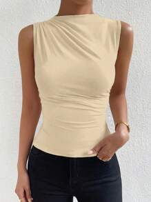 Almamuse Áo khoác và áo lót dành cho xe tăng nữ Xù màu trơn Giải trí - Màu be - Xem 7