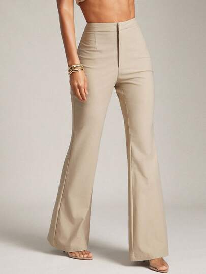 Hauture Sexiga sommaraffärskontorsbyxor med enfärgade utsvängda ben