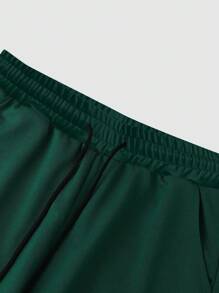 Claim Dot Plus Size Men Letter Print Short Sleeve T-Shirt And Drawstring Waist Shorts Set - Multicolor - View 6