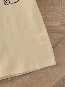 SHEIN Playful Pals Toddler Boys' Smiling Face Print Crew Neck Short Sleeve Basic T-Shirt, Summer