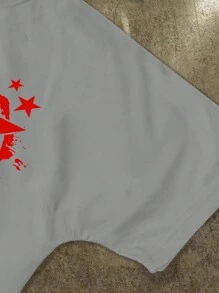 Manfinity EMRG 男士休闲夏季 T 恤，带图形和字母印花，男士短款图案 T 恤，秋季 - 彩色 - 查看 4