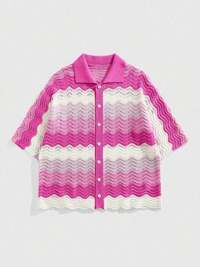 Street Life Men's Loose Knit Shirt, Knit Short Sleeve Top