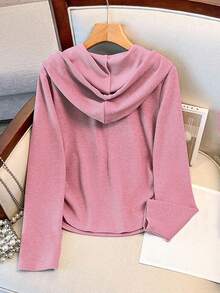 Franclia 2pcs Women Solid Color Hoodie Top And Pants Set Fall Cloth For Women - Pink - View 2