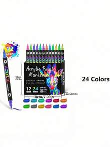 24/48/72 色丙烯颜料马克笔套装 - 适用于木材、帆布、陶瓷、玻璃和岩石绘画的鲜艳艺术笔，适合艺术家和 DIY 的优质速干工艺用品