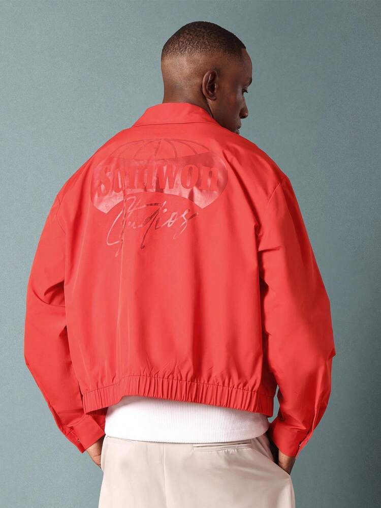 Skrócona kurtka Harrington z nadrukowanym logo