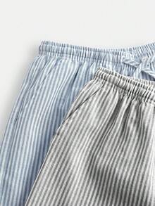 2 件套 Tween 女童蓝粉色条纹宽松裤，百搭日常休闲穿着，买一送一 - 淺藍色 - 查看 3