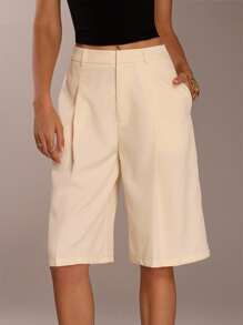 SHEIN Forever 21 Bermudas minimalistas para mujer, adecuadas para el transporte, primavera