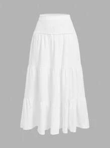 SHEIN MOD 休闲度假风格子泡泡褶裙，适合夏季度假 - 彩色 - 查看 3