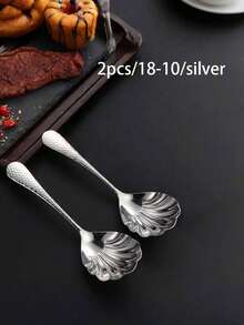 1pc/2pcs Gold Serving Spoons, 18/10 Stainless Steel Thickened Scoops, Mixing Spoons, Rice Spoons, Soup Spoons, Home & Public Use Serving Ladles - Multicolor - View 12