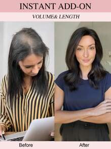 14 英寸女士真发发片，适合头发稀疏的女性，8x8 英寸大底座真发发片，适合日常佩戴和造型 - S2 - 查看 7